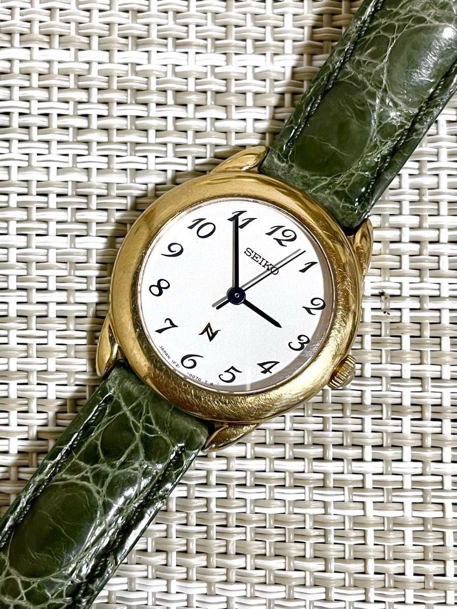 1998年製 美品/稼働]SEIKO NOIE セイコーノイエ/ゴールド/純正ワニ革