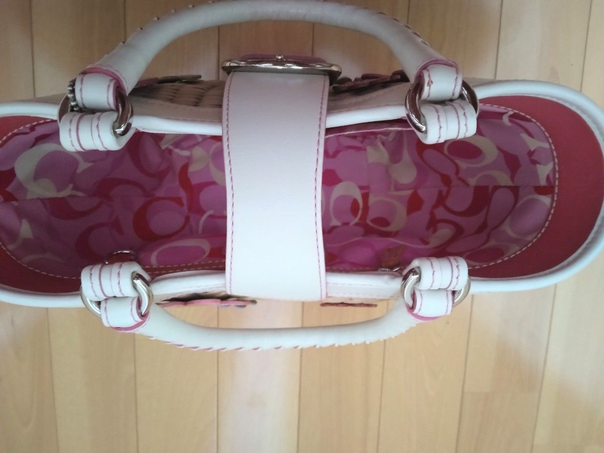 COACH コーチ 限定カゴバッグ フラワーモチーフ ストローバッグ 人気