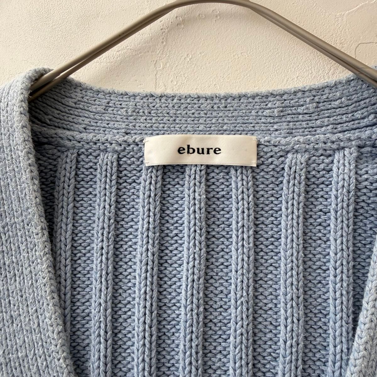 ebure エブール カシミヤ混 長袖カーディガン Vネック リブ 春カラー