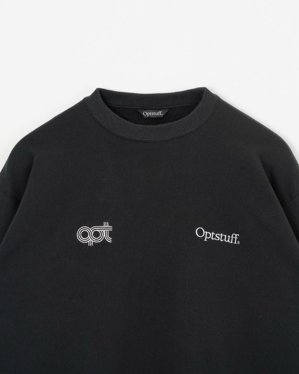 OPTSTUFF CREWNECK SWEAT SHIRT BLACK M オプトスタフ クルーネック