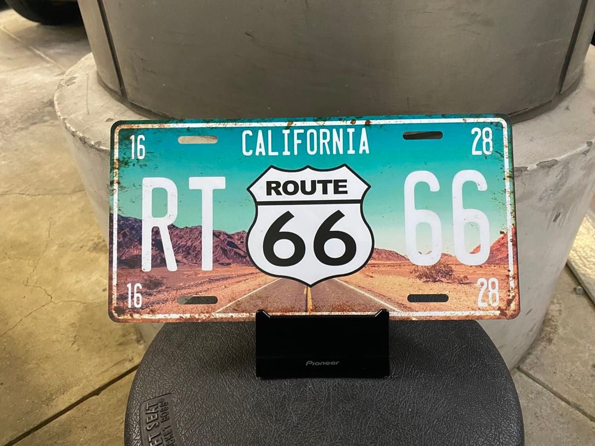 ルート66ブリキ 看板 ナンバー 型 プレート インテリア お土産 庭