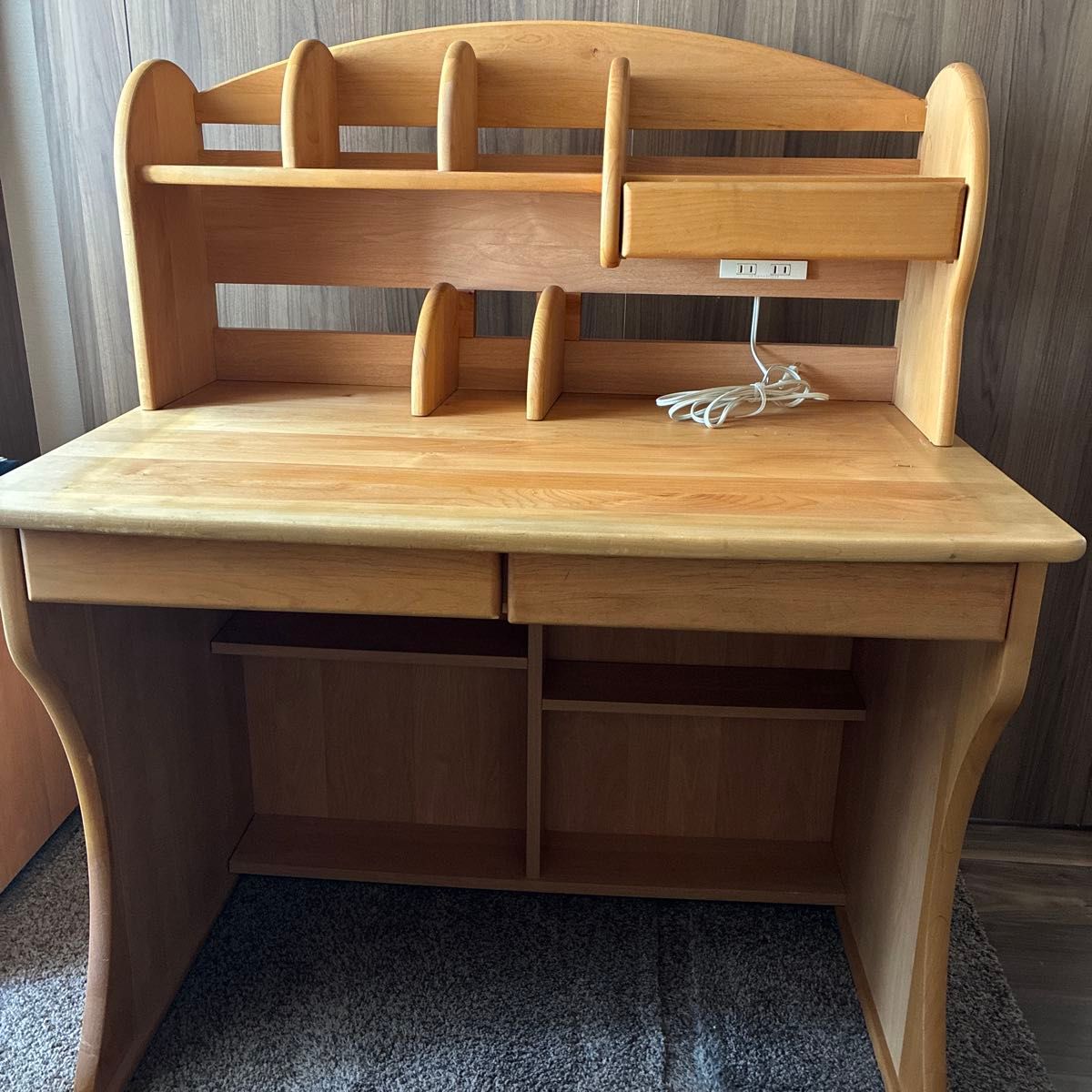 堀田木工所 HOTTAWOODY アクタス 木製 引き出し付き 学習机 上棚