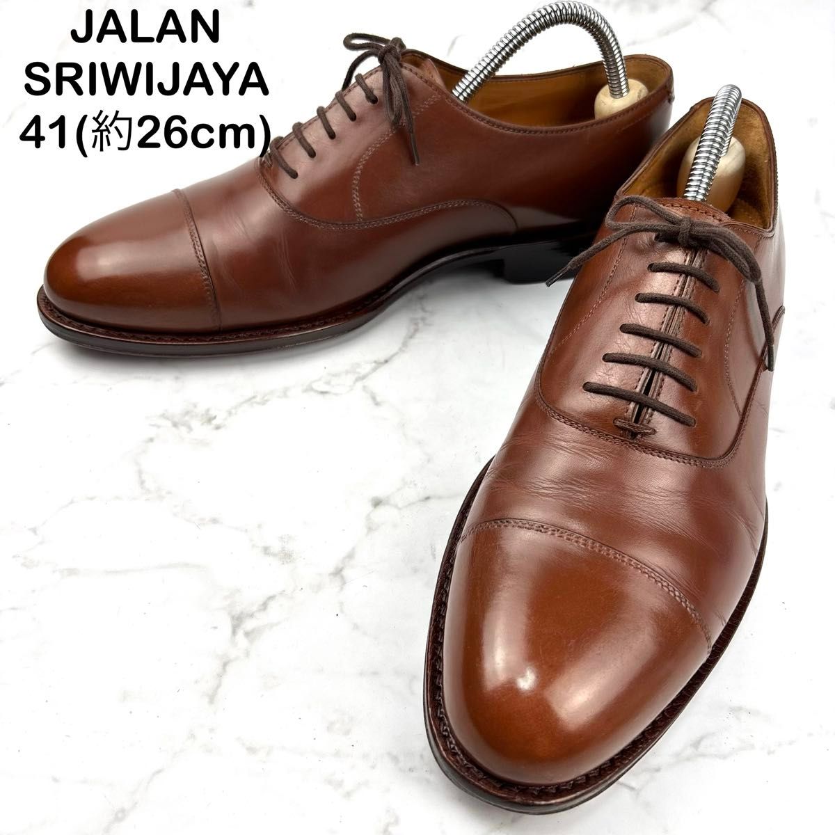 美品】JALAN SRIWIJAYA 別注 茶色 ドレスシューズ 26 本革 革靴