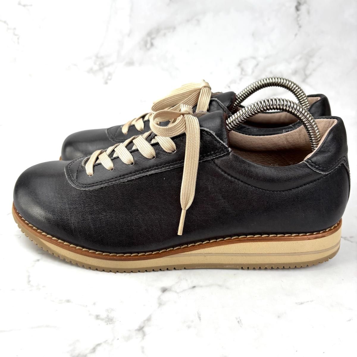 新品級】ASAHI Medical Walk レザー スニーカー 黒 23 アサヒ