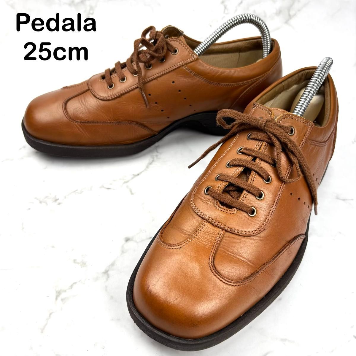美品】Pedala ブラウン ビジネスシューズ 25 レザー レースアップ
