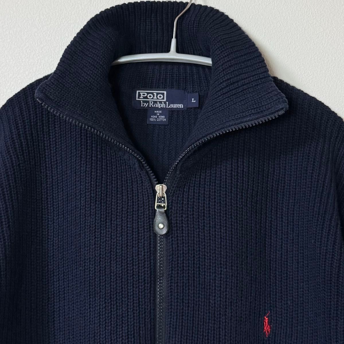 POLO RALPHLAURE ラルフローレン ジップアップ ニット セーター L 紺