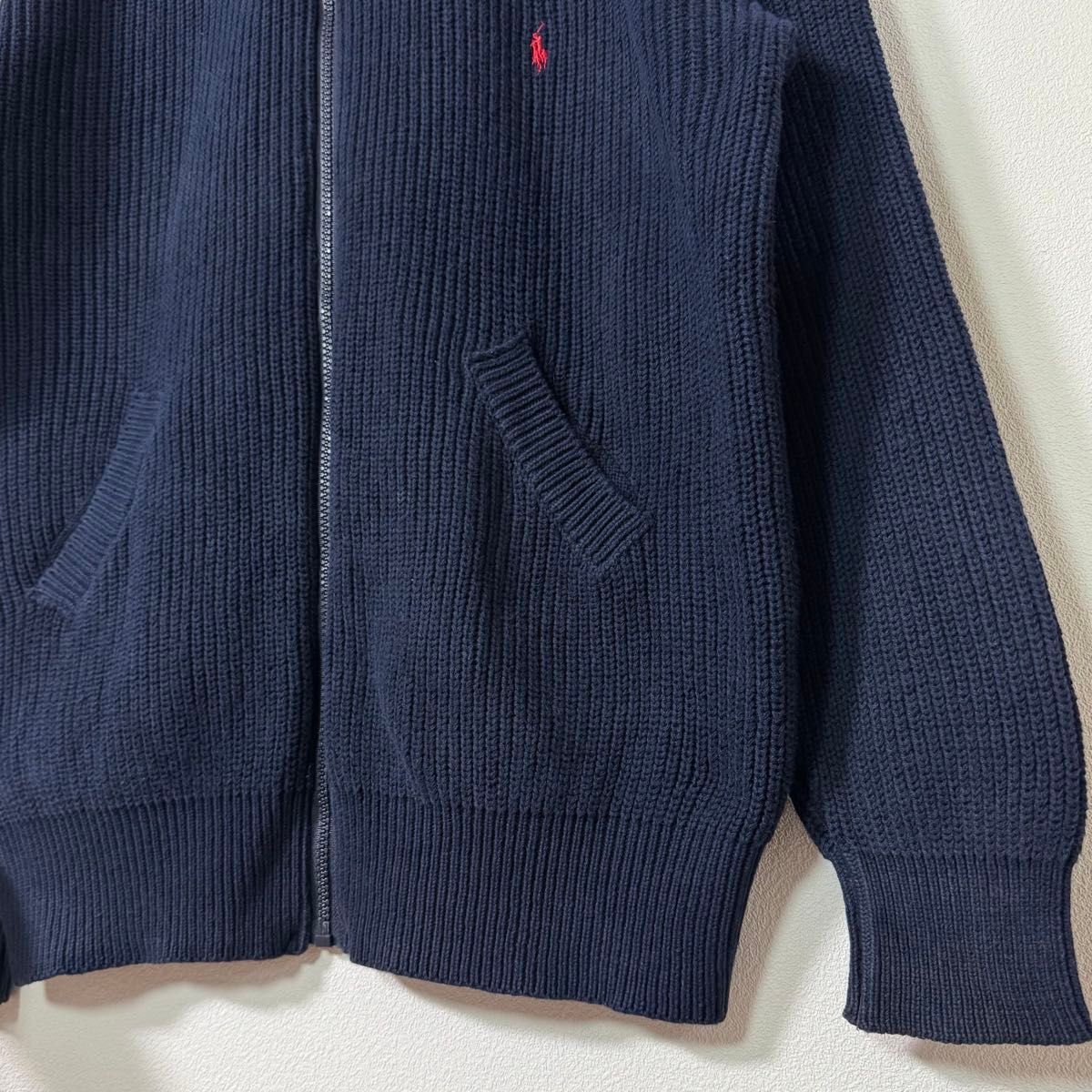 POLO RALPHLAURE ラルフローレン ジップアップ ニット セーター L 紺