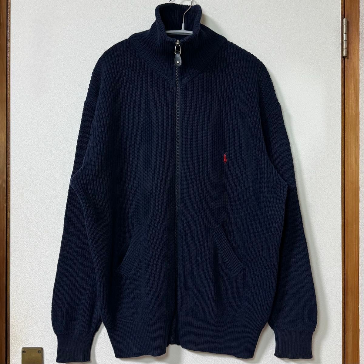 POLO RALPHLAURE ラルフローレン ジップアップ ニット セーター L 紺