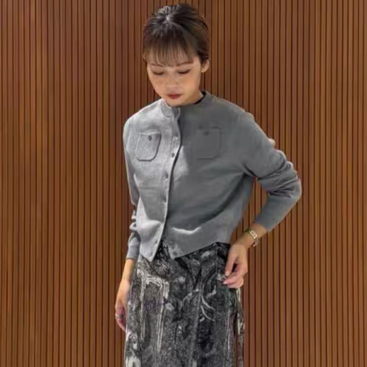 新品未使用 CABaN カシミヤ クルーネックカーディガン XS ライトグレー