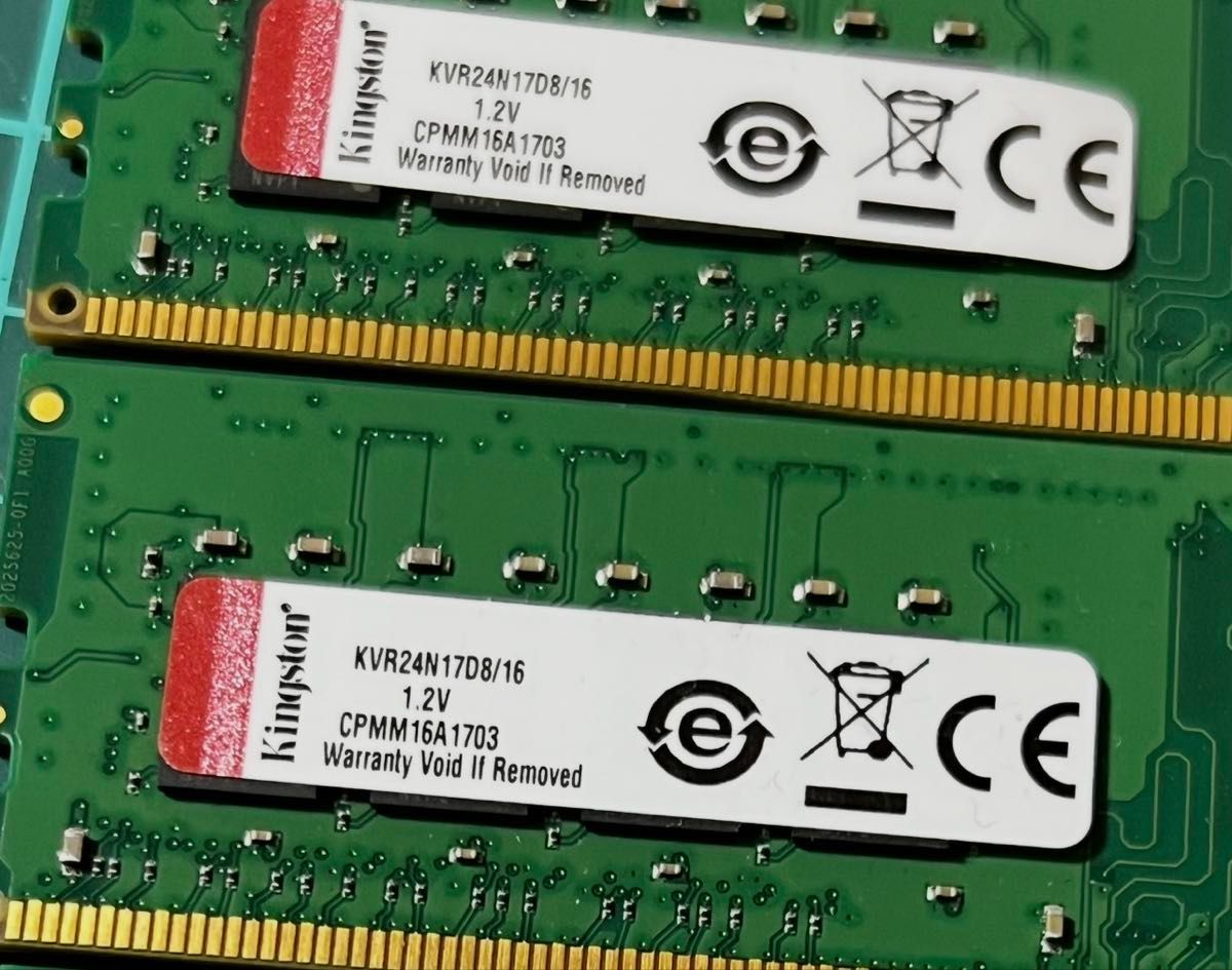 Kingston DDR4 2400MHz 32GB 16GB×2枚 KVR24N17D8/16 デスクトップ用