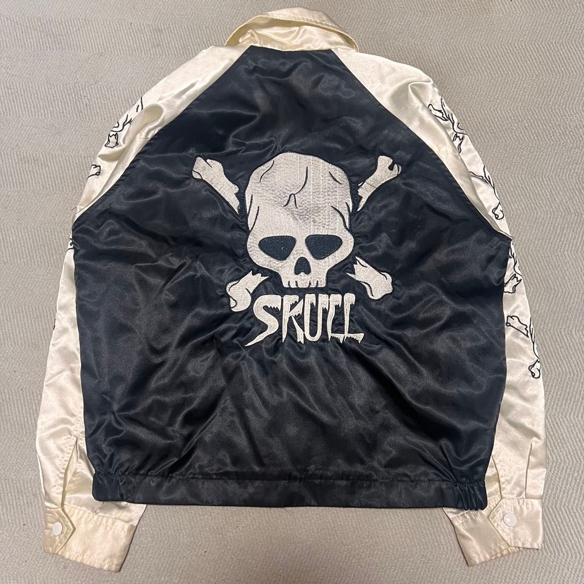 Y2K スカル スカジャン 襟付き 平成 ギャル 髑髏 パンク ロック