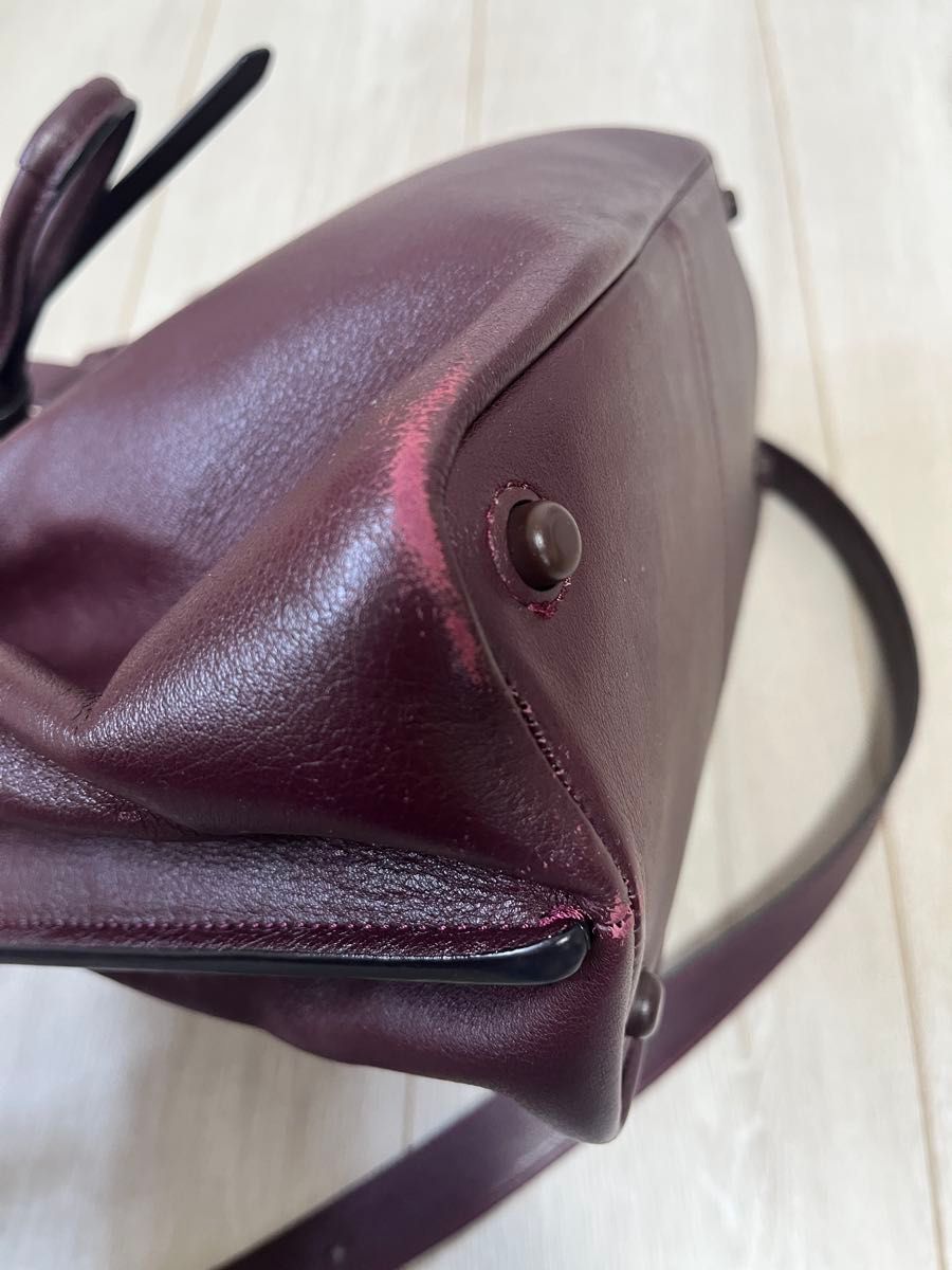 Cole Haan レザー 2WAY ショルダーバッグ ボルドー ワインレッド