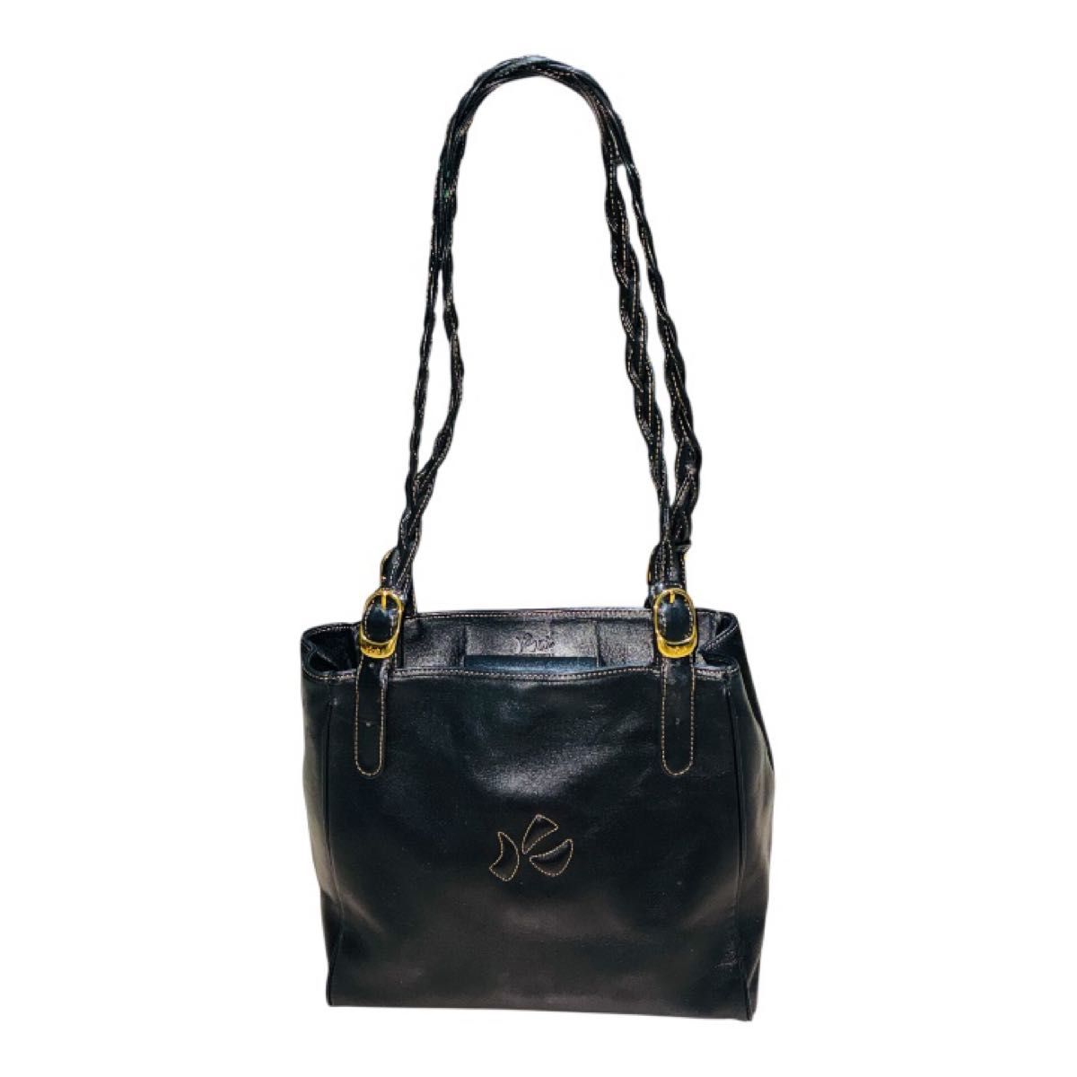 キタムラ（Kitamura）レザー トートバッグ ブラック ステッチハンドル