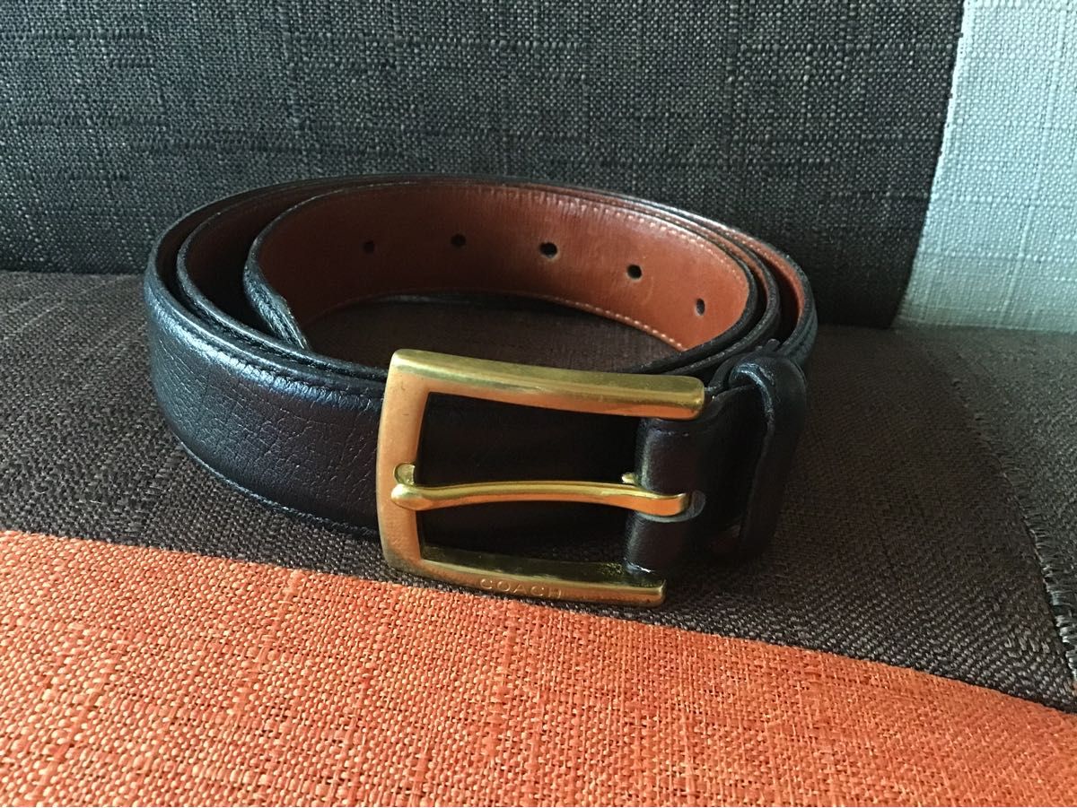 COACH コーチ レザーベルト ブラック ゴールドバックル｜Yahoo!フリマ