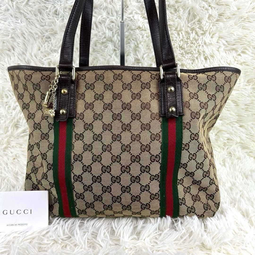 グッチ GGキャンバス シェリーライン ハンドバッグ トートバッグ GUCCI