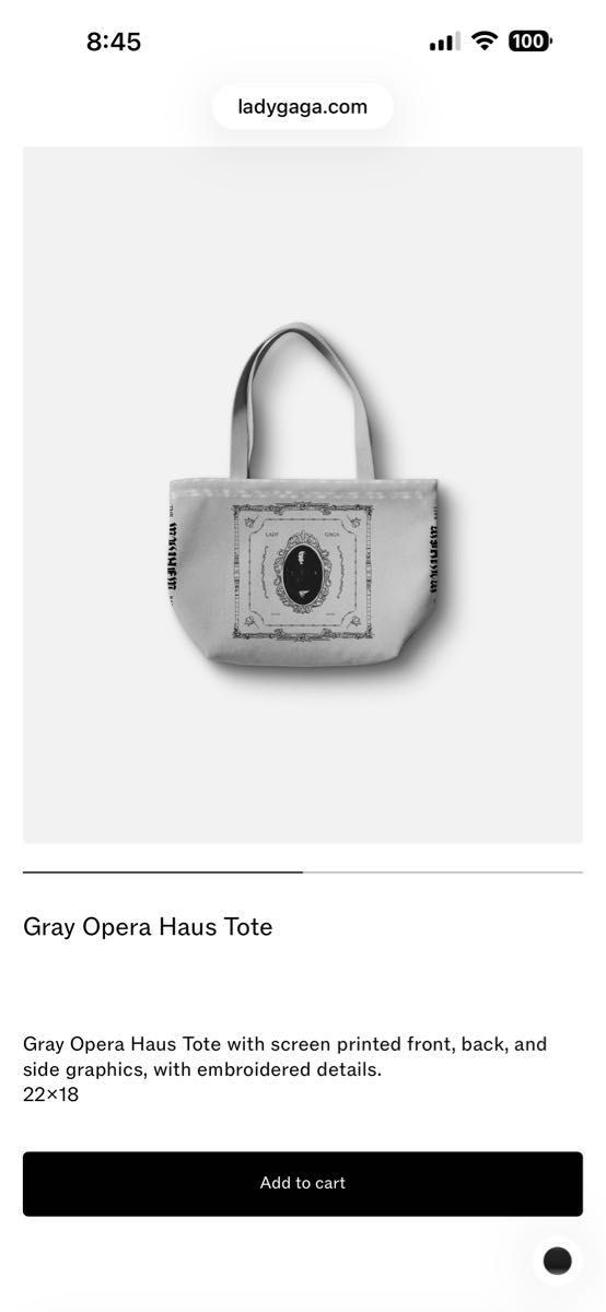 未開封】レディガガ トートバッグ グレー LADY GAGA THE MAYHEM BALL