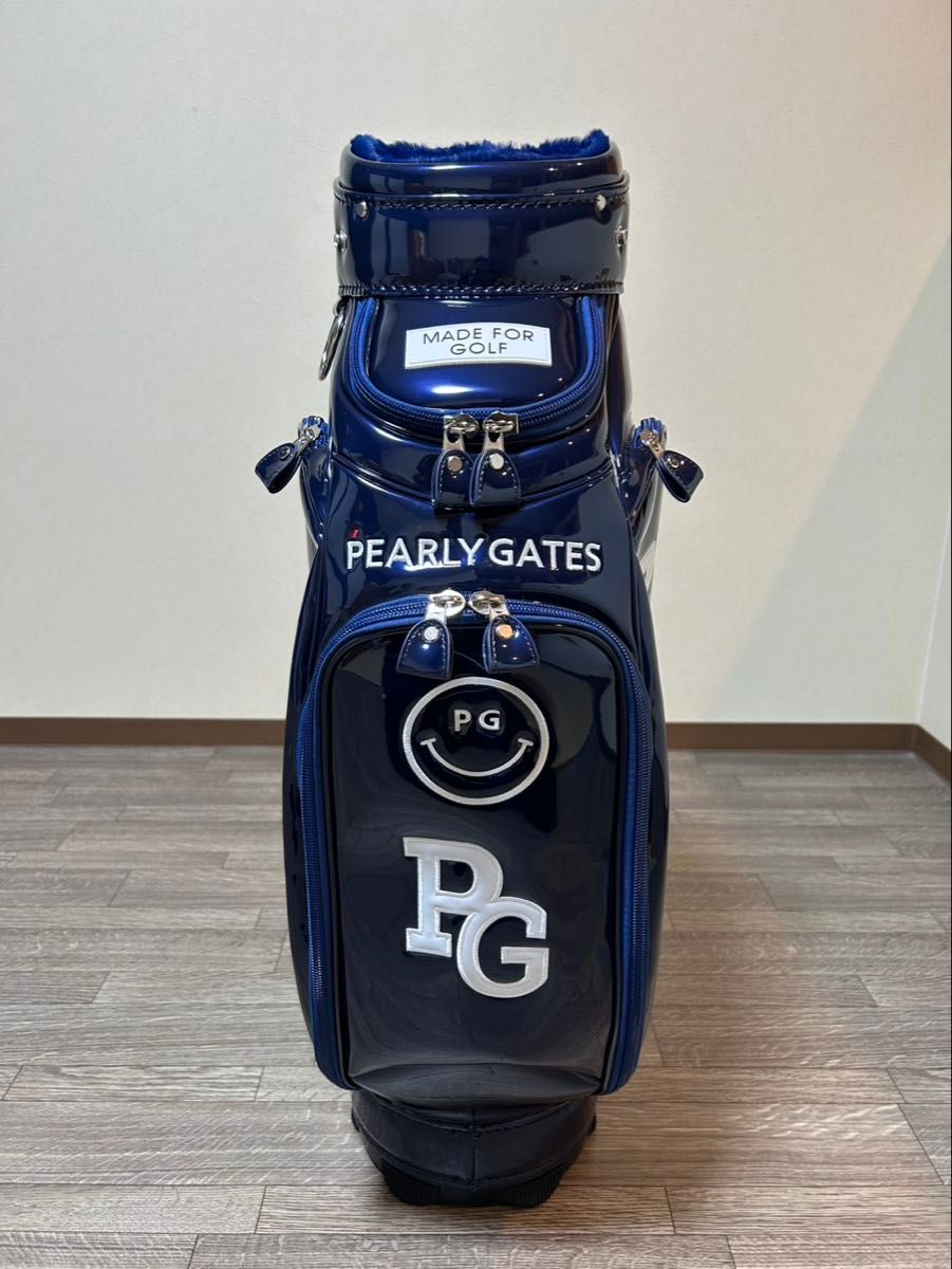 お値下げ！PEARLY GATES ゴルフバッグ エナメルホワイト/ネイビー