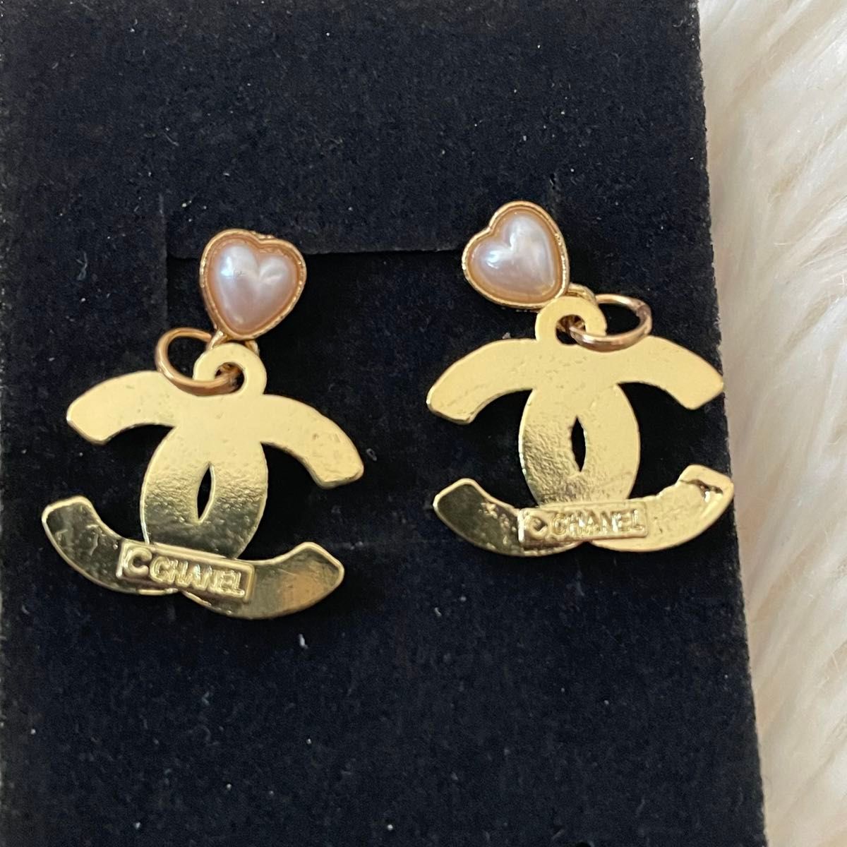 極美品 シャネル ココマーク ハート パール ピアス ゴールド