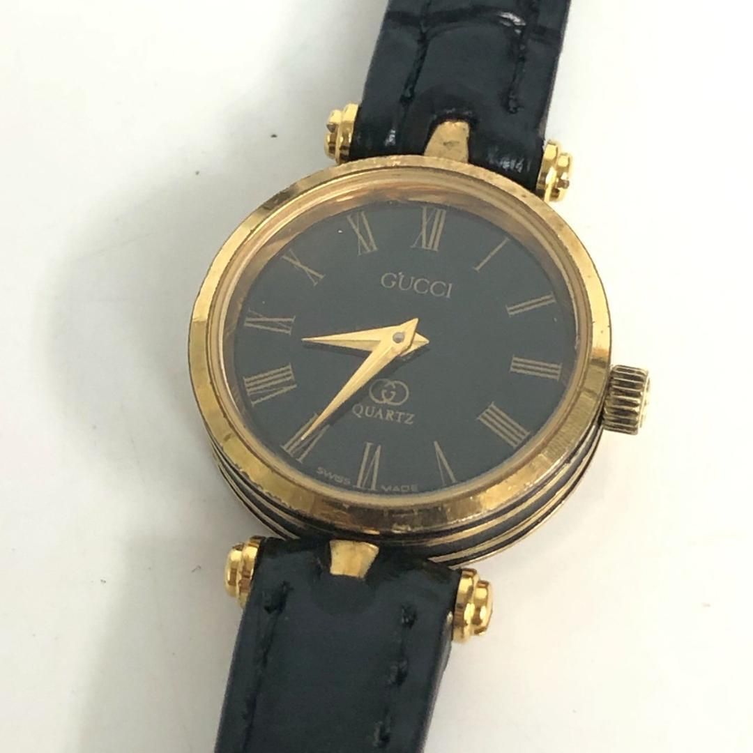 GUCCI グッチ ヴィンテージ クォーツ 腕時計 ブラック ゴールド