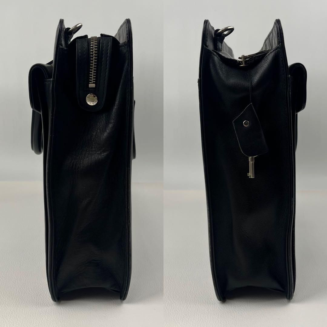 美品 DAKS ダックス 2way ビジネスバッグ シャドーチェック 鍵付 黒