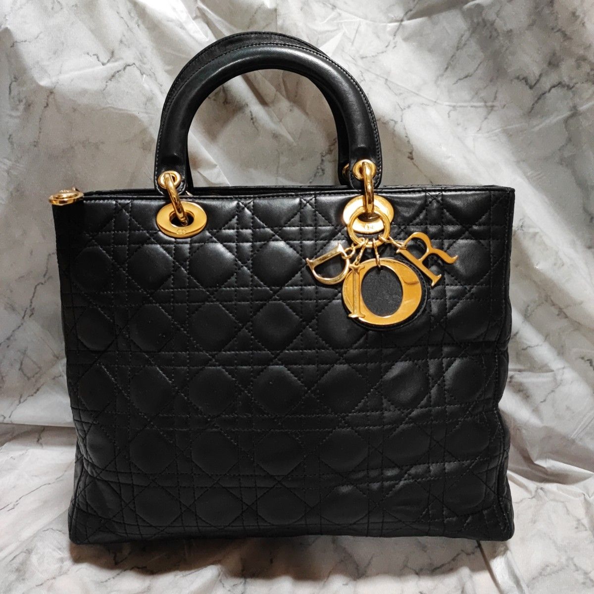 Christian Dior レディディオール カナージュ ラージ RU刻印 90s 黒