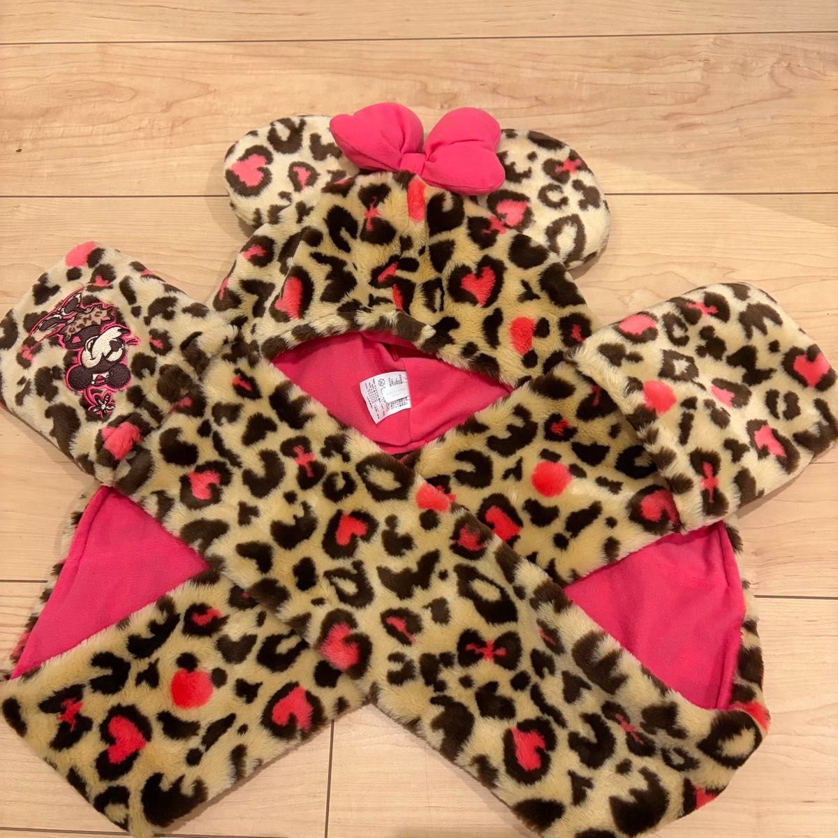 ディズニー ミニー ヒョウ柄 ファンキャップ マフラーキャップ ピンク