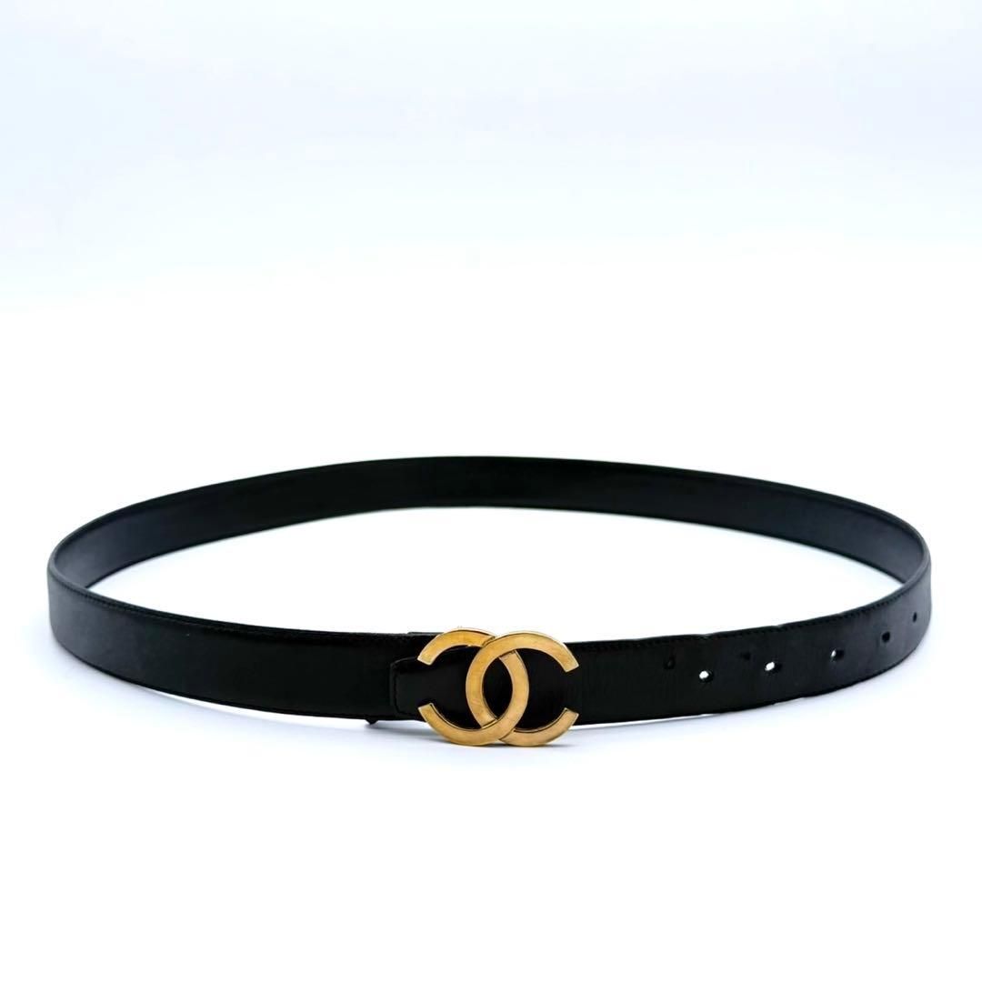 CHANEL ココマーク ベルト ブラック レザー ゴールド ユニセックス