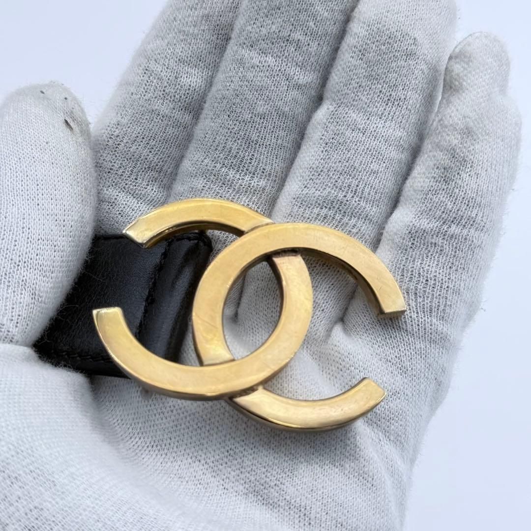 CHANEL ココマーク ベルト ブラック レザー ゴールド ユニセックス