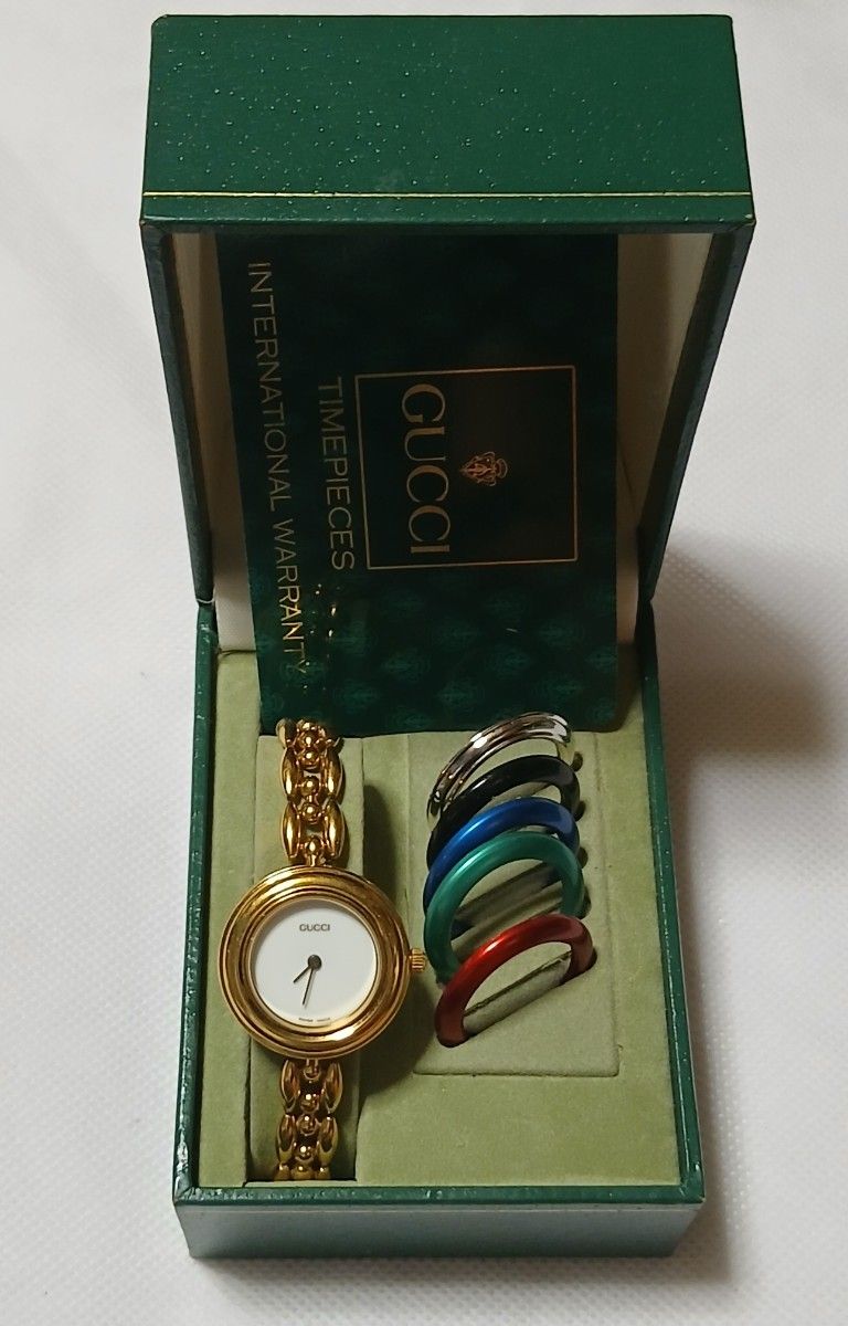 正規品超美品/GUCCIチェンジベゼルレディース腕時計【箱付き】電池交換