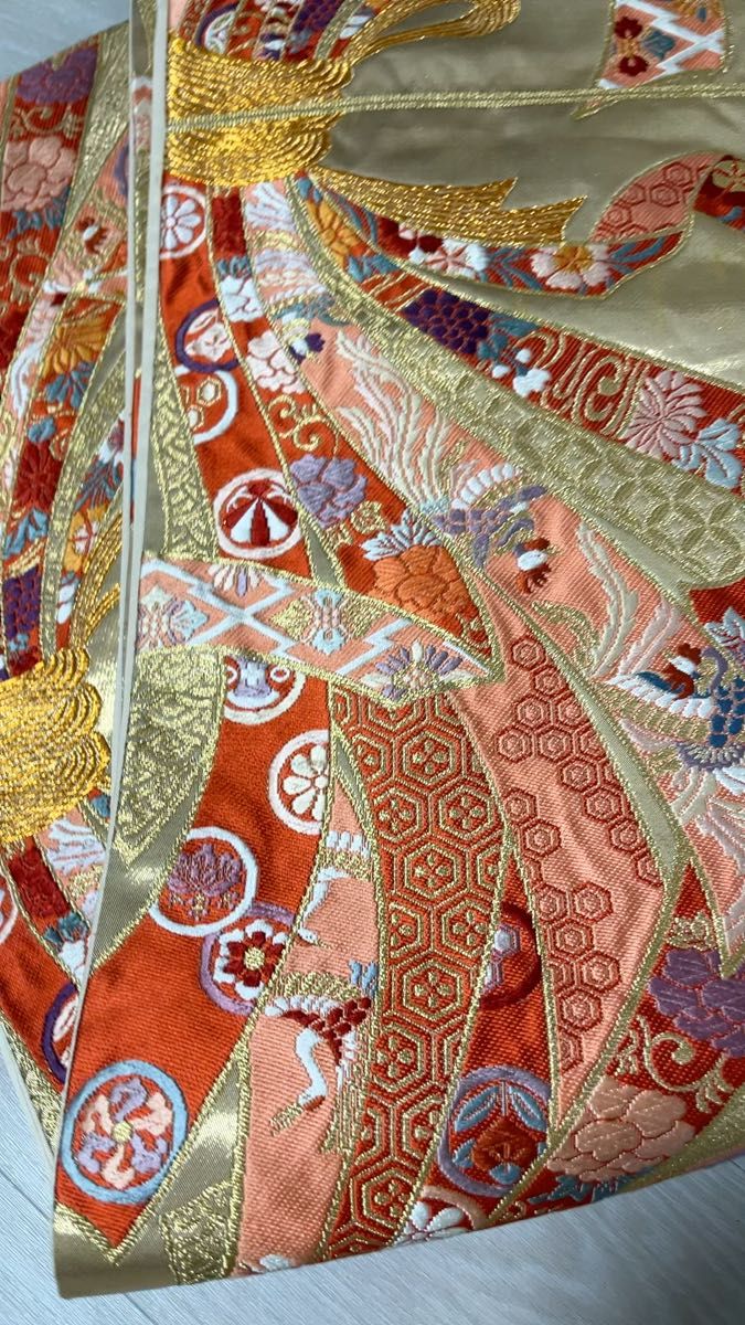 ジュサブロー 辻村寿三郎 袋帯 落款入 金糸 かんざし 正絹 六通 D194