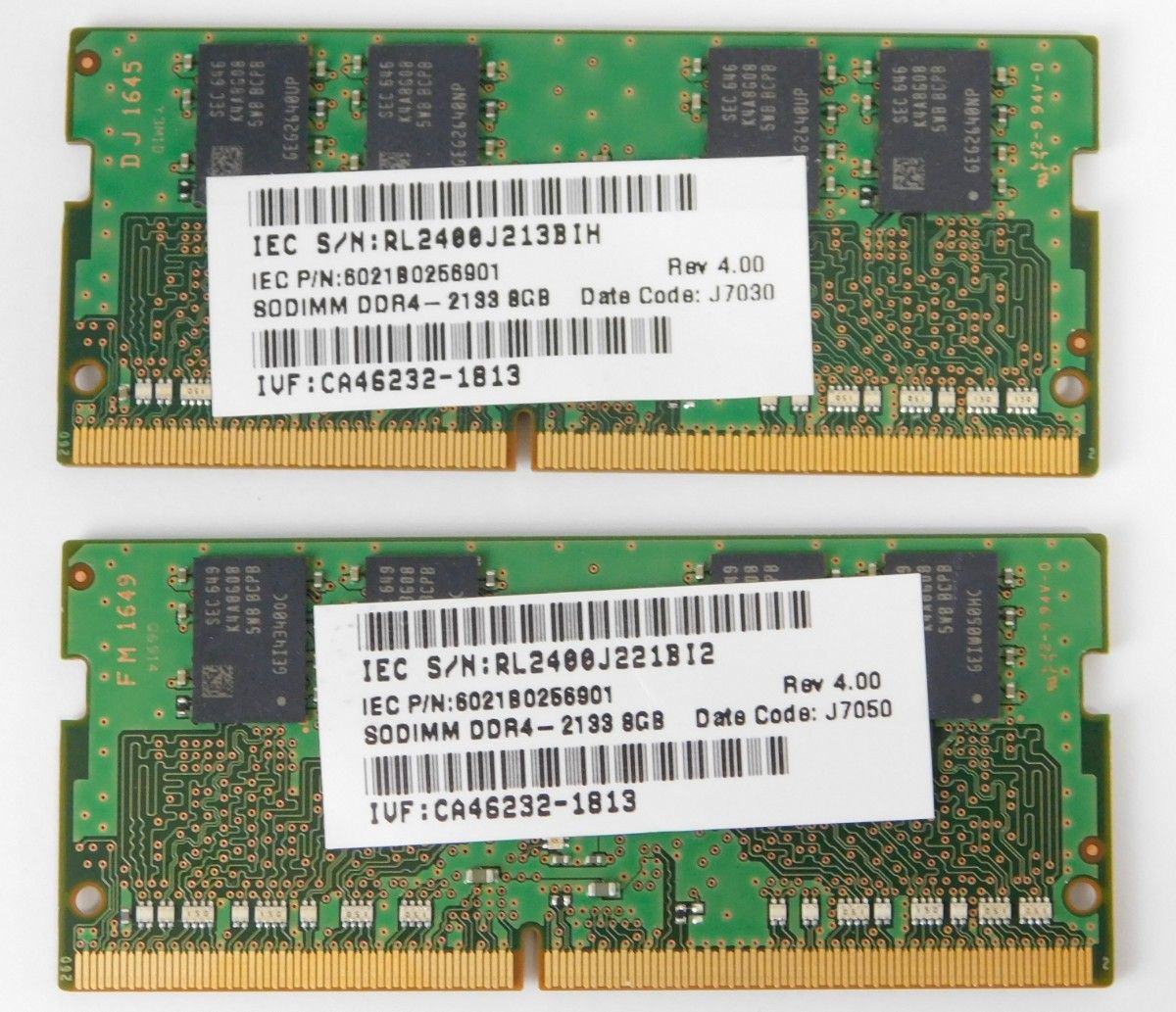 SAMSUNG ノートPC用メモリ8GB 1Rx8 PC4-2400T2枚セット SAMSUNG ノート