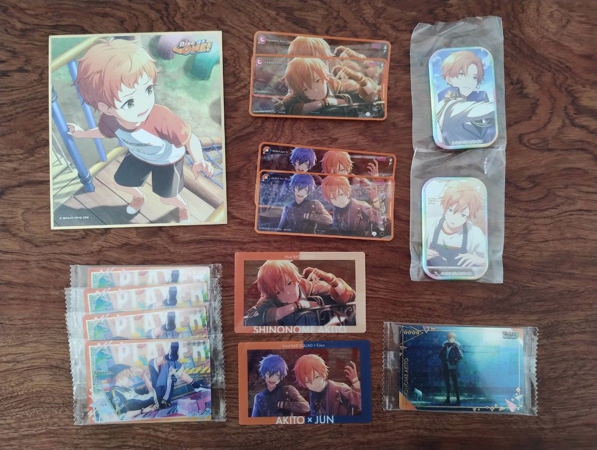 プロセカ 東雲彰人 色紙 メモステ 缶バッジ ウエハースカード エピカ