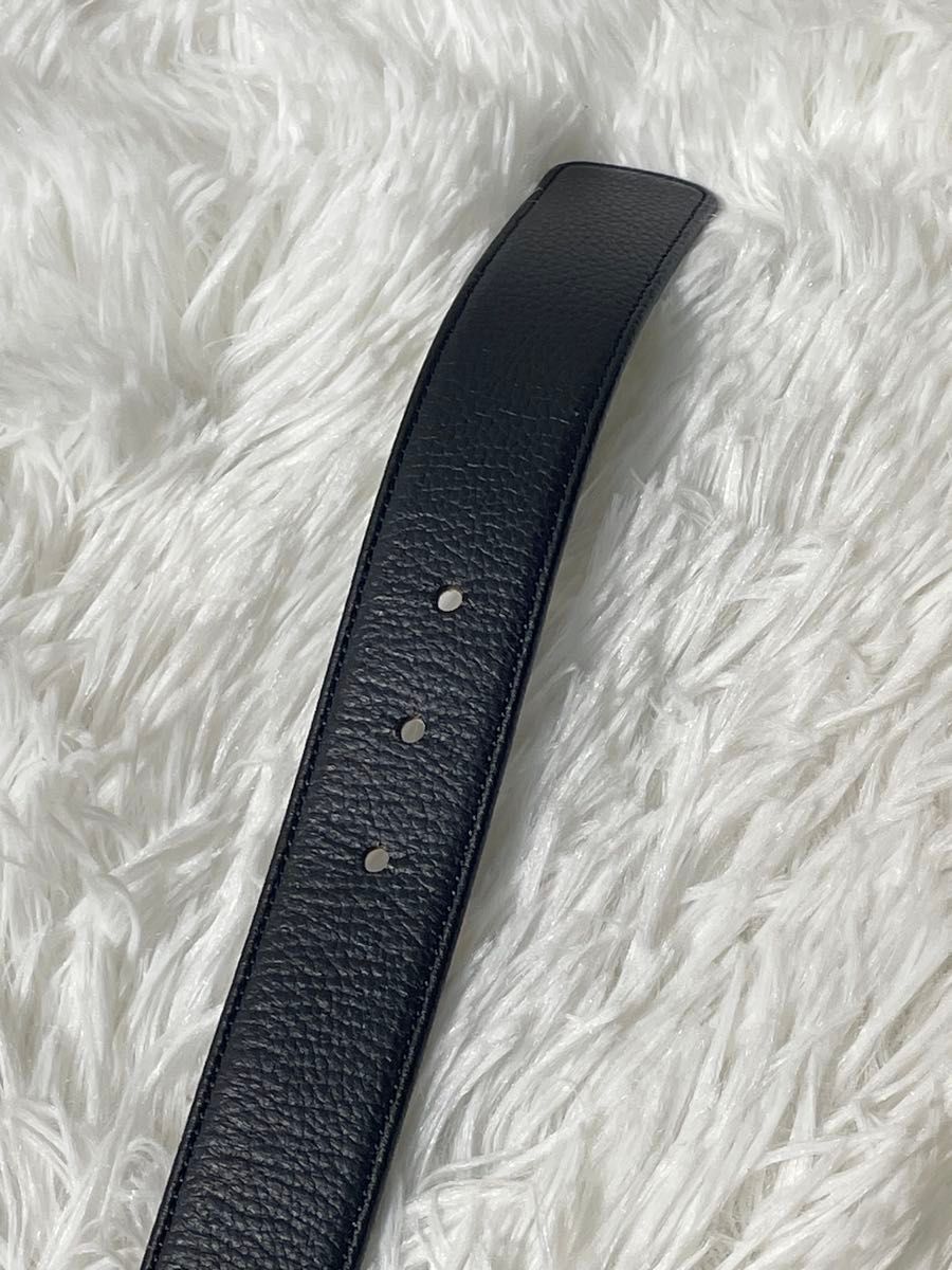 イヴサンローラン YSL 本革 レザーベルト ブラック ロゴバック ユニ