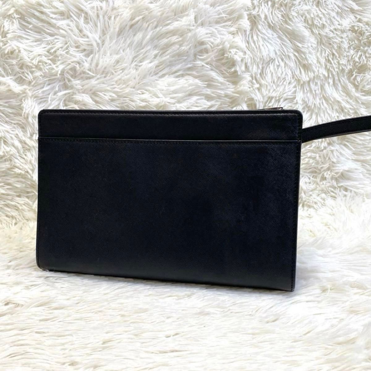 美品】Burberry バーバリー クラッチバッグ レザー ブラック 黒