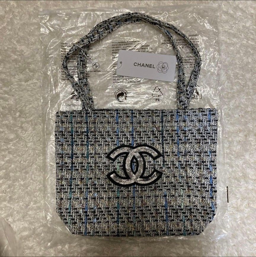 CHANEL シャネル スパンコール ツイード トートバッグ ノベルティ