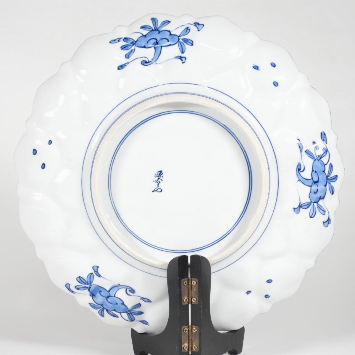 古伊万里の伝統 日本の銘窯 源右衛門作 染付輪花文 花型大皿｜Yahoo