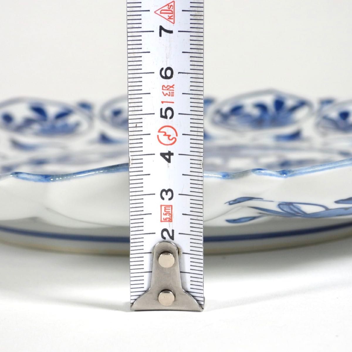 古伊万里の伝統 日本の銘窯 源右衛門作 染付輪花文 花型大皿｜Yahoo