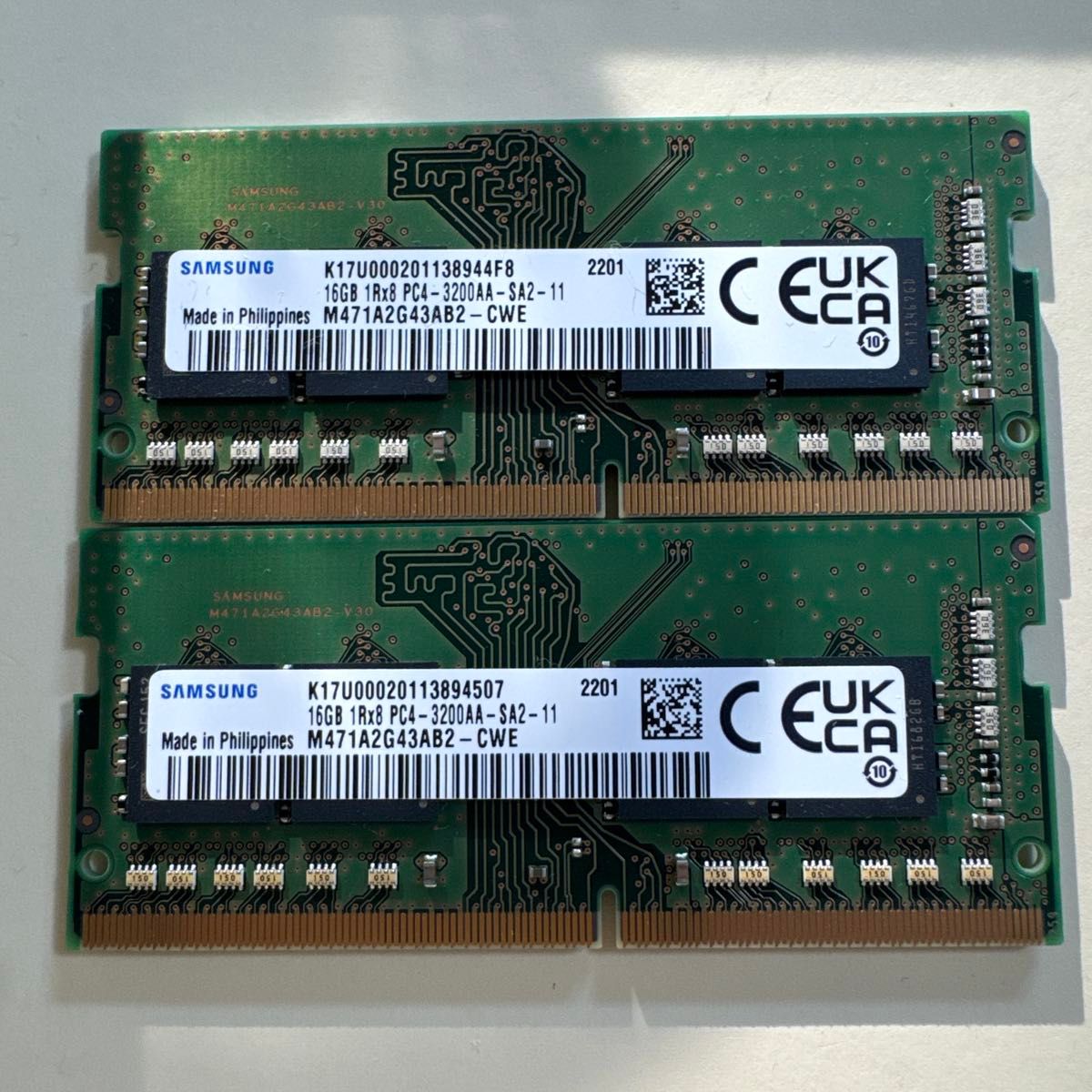 SAMSUNG DDR4 PC4-3200AA 16GB ノートPC用メモリ 2枚セット｜Yahoo