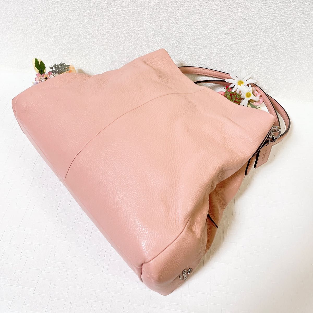 COACH コーチ ワンショルダー 肩掛け トートバッグ レザー 本革 ピンク