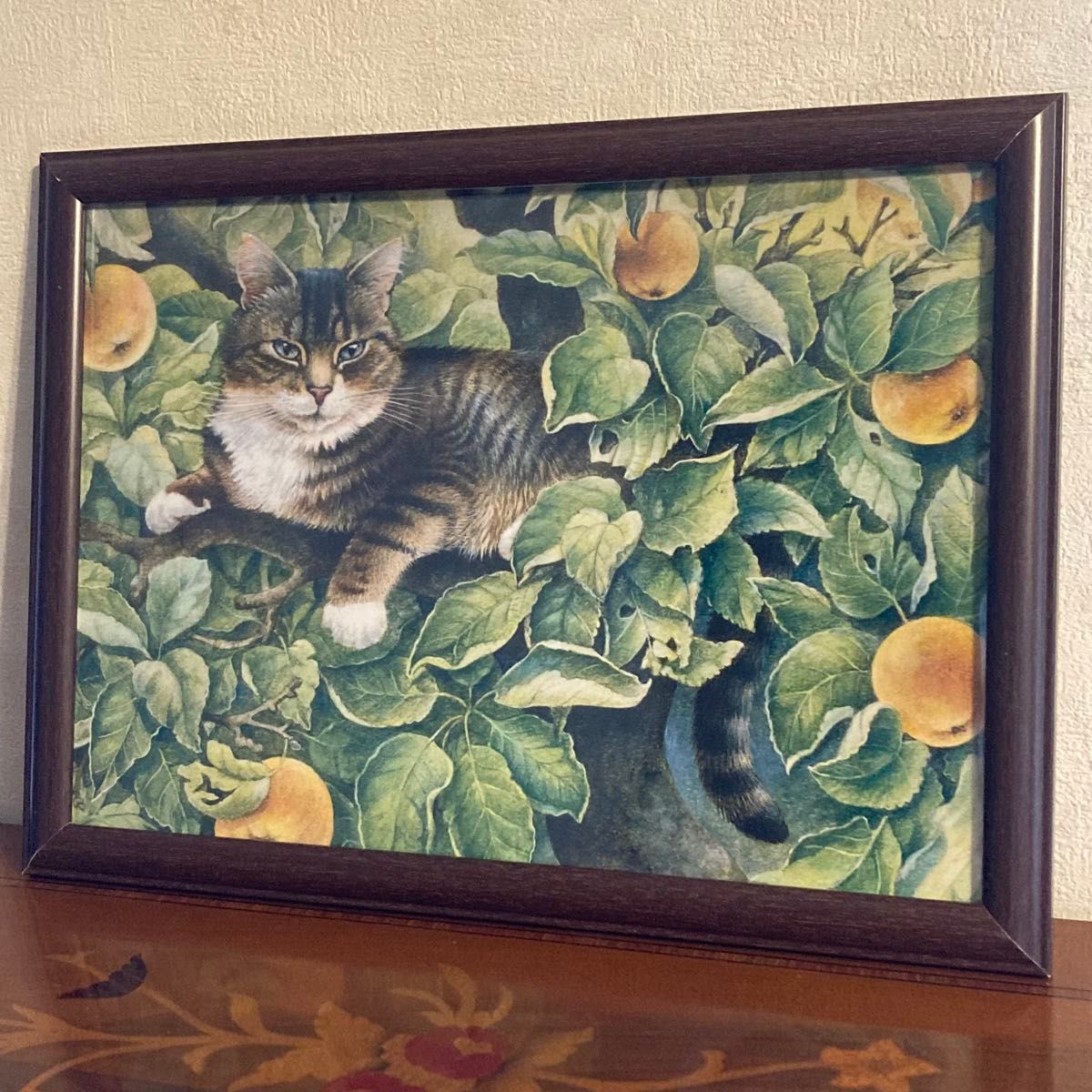 cat アンティーク 雑貨 猫 ネコ アート 絵画 複写額付き A4｜Yahoo
