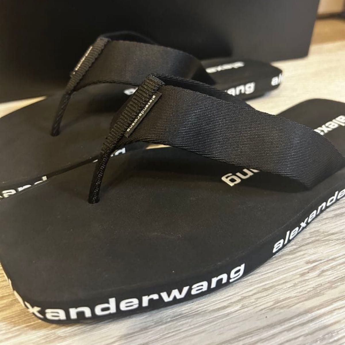 極美品 アレキサンダーワン ピーチサンダル 黒 36 /192｜Yahoo!フリマ