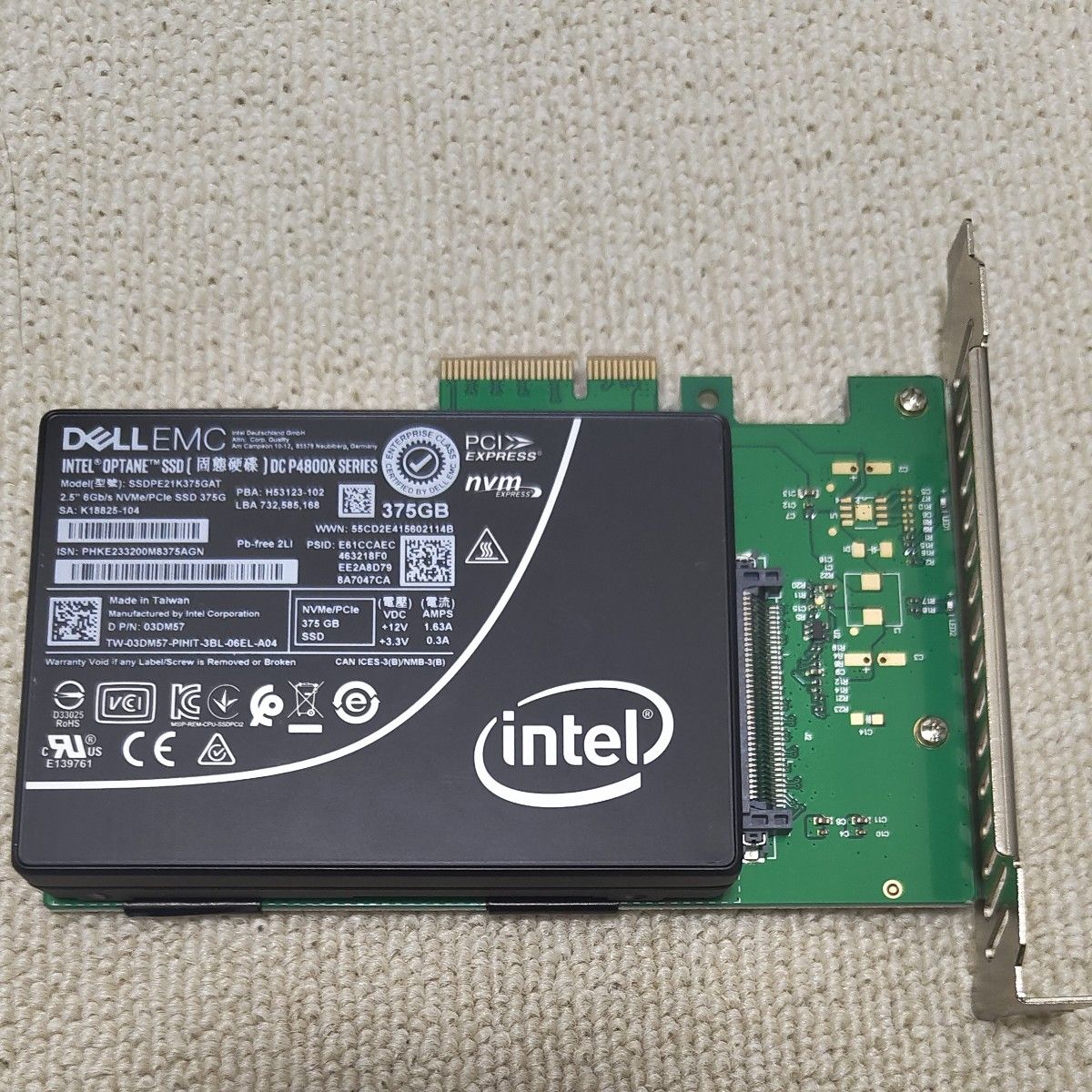 Optane P4800X 375GB + U 2→PCIE変換基盤｜Yahoo!フリマ（旧PayPay