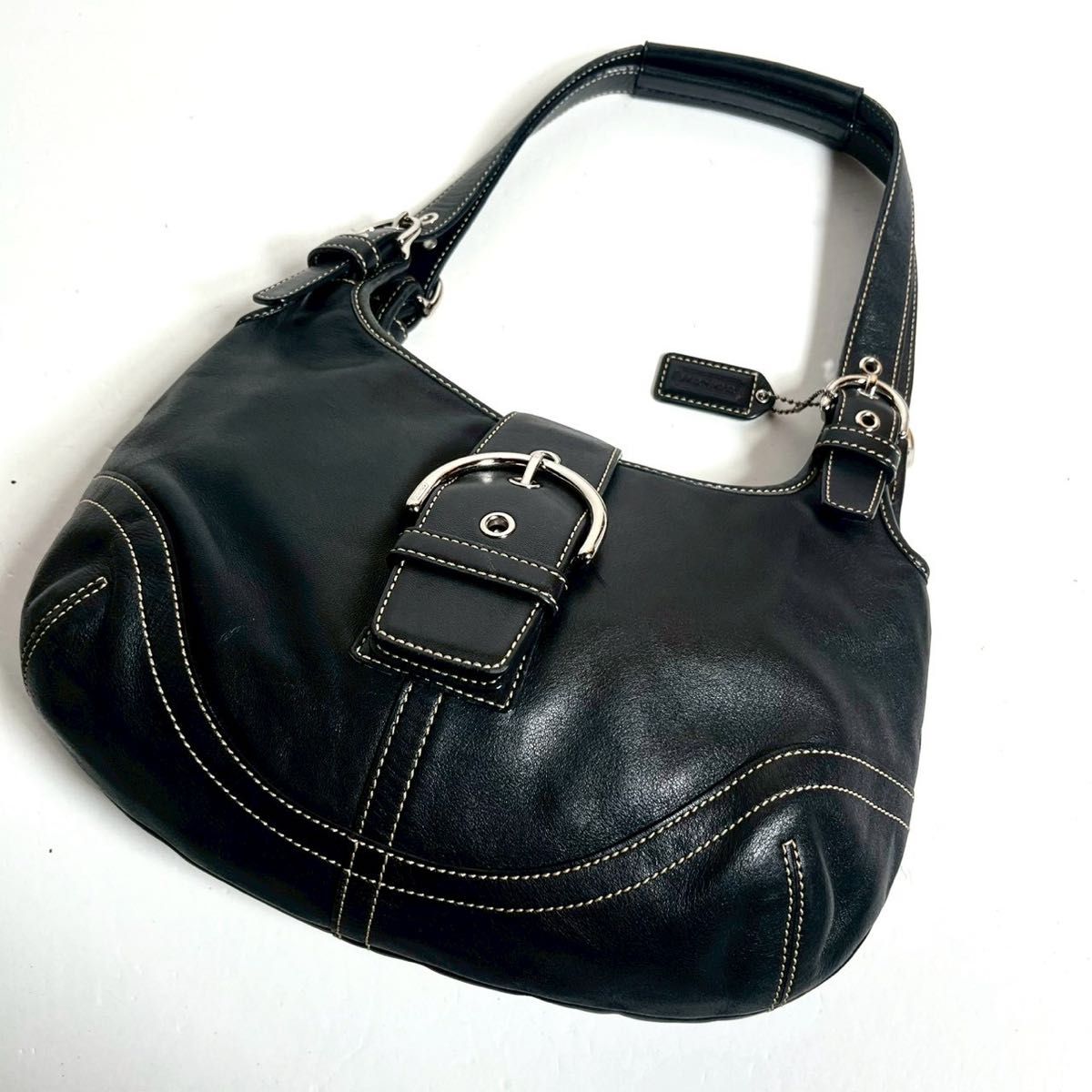 Vintage COACH Soho Leather Shoulder Bag Authentic Black｜Yahoo