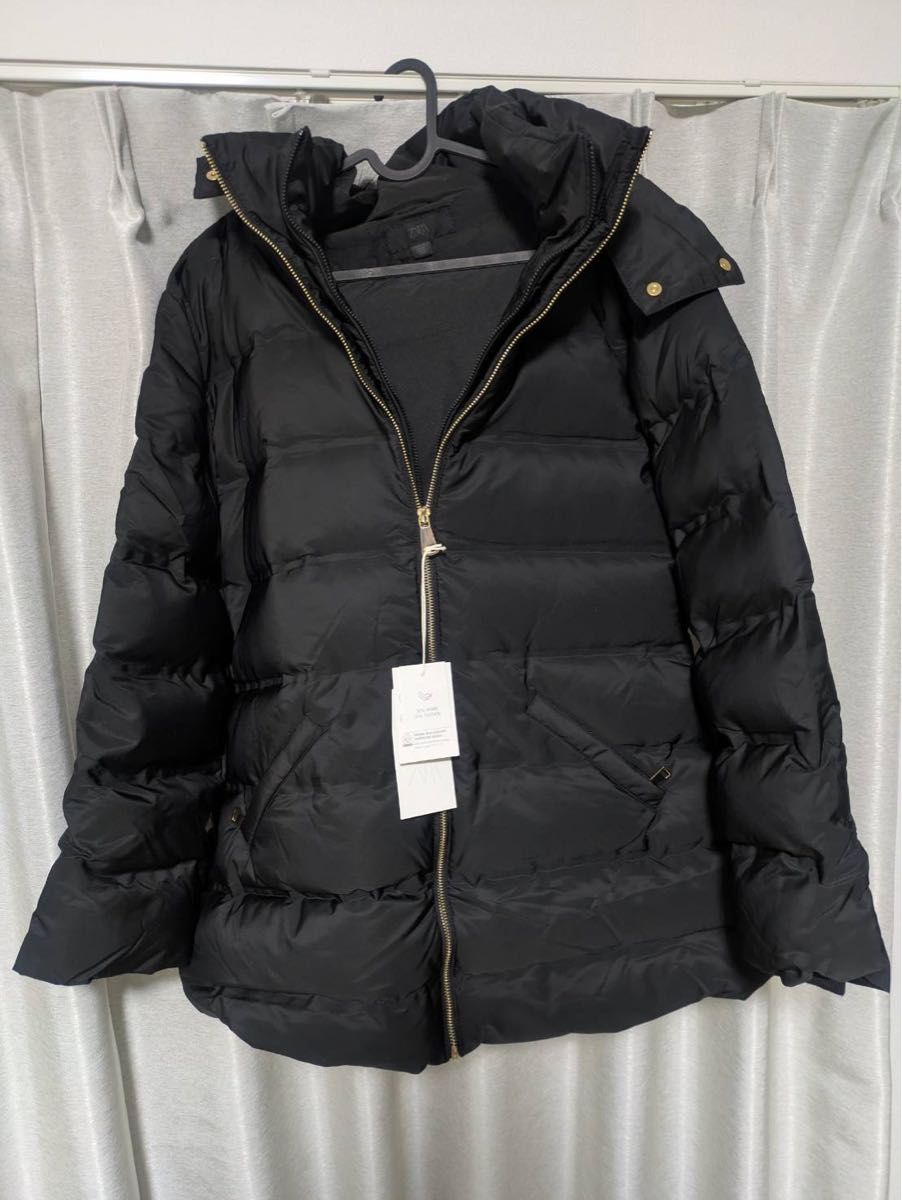 ZARA 撥水ウィンドブレーカー フード付きダウンジャケット ブラック2XL