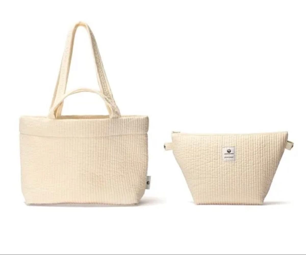 ピオヌンナル オリジナルポーチ付トートバッグ ヴィクトリア エクリュ