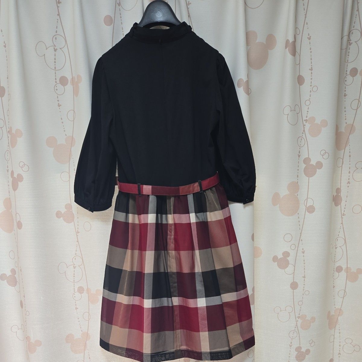 美品ブルーレーベルクレストブリッジ七分袖 ドッキングワンピース 38