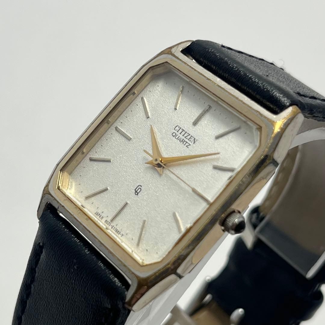 希少 シチズン ヴィンテージ 腕時計 80s スクエアフェイス 新品レザー