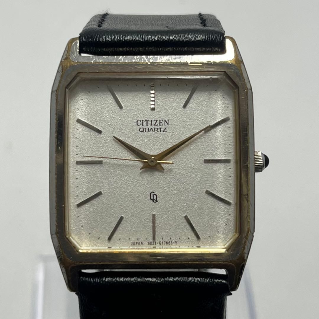 希少 シチズン ヴィンテージ 腕時計 80s スクエアフェイス 新品レザー