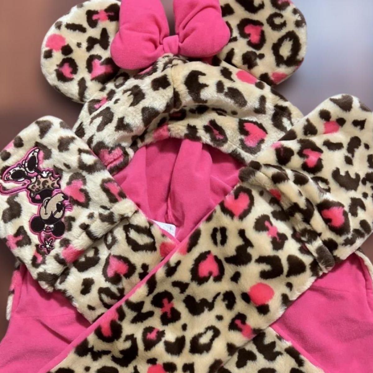 ディズニー ヒョウ柄 ファンキャップ マフラーキャップ ピンク