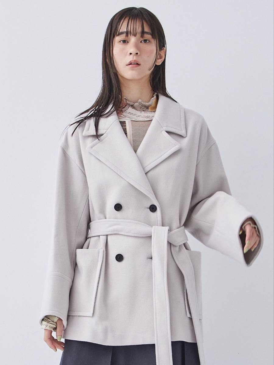 PUBLIC TOKYO ライトグレー ダブルブレスト ピーコート｜Yahoo!フリマ